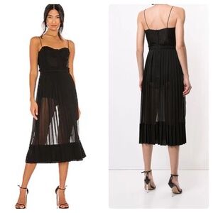 ALEXIS Inasia Pleated Midi Dress in Black Sleeveless